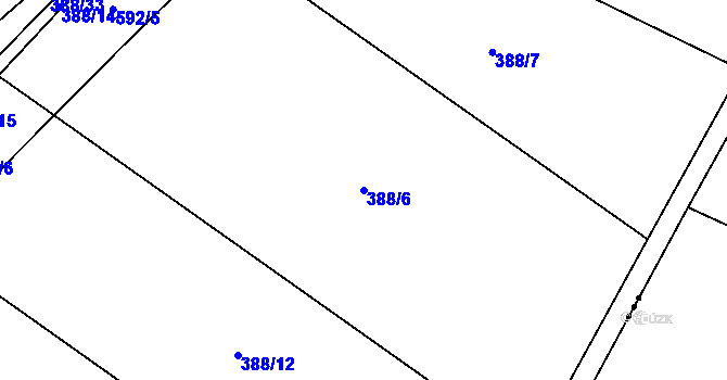 Parcela st. 388/6 v KÚ Sadová u Sovětic, Katastrální mapa