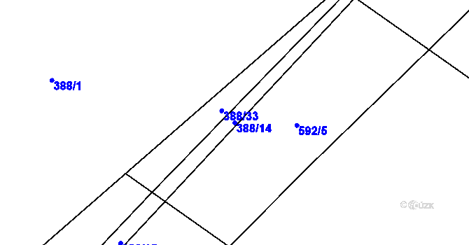 Parcela st. 388/14 v KÚ Sadová u Sovětic, Katastrální mapa