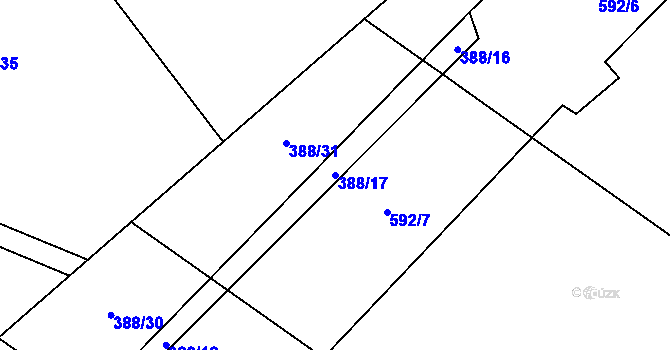 Parcela st. 388/17 v KÚ Sadová u Sovětic, Katastrální mapa