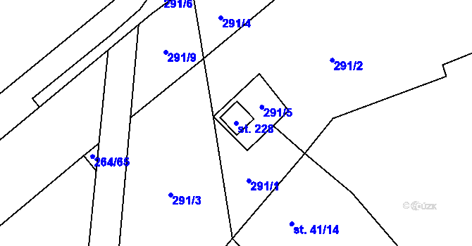 Parcela st. 228 v KÚ Sadová u Sovětic, Katastrální mapa