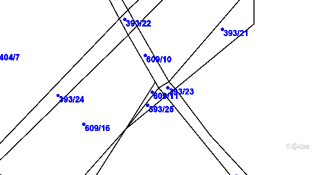 Parcela st. 393/23 v KÚ Sovětice, Katastrální mapa