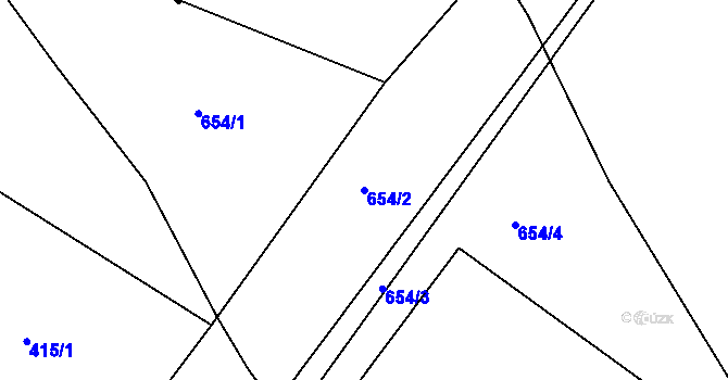 Parcela st. 654/2 v KÚ Sovětice, Katastrální mapa