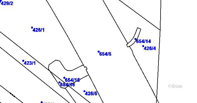 Parcela st. 654/5 v KÚ Sovětice, Katastrální mapa