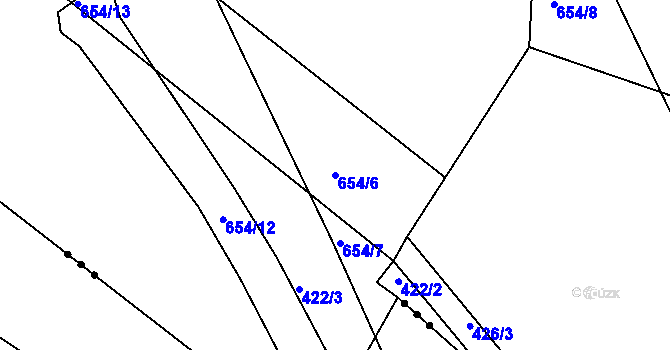 Parcela st. 654/6 v KÚ Sovětice, Katastrální mapa