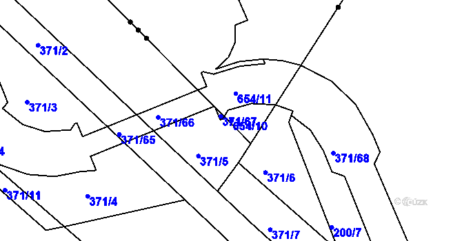 Parcela st. 654/10 v KÚ Sovětice, Katastrální mapa