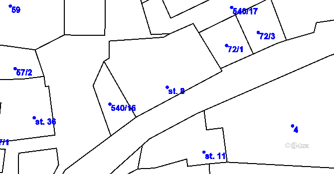 Parcela st. 8 v KÚ Sovinec, Katastrální mapa