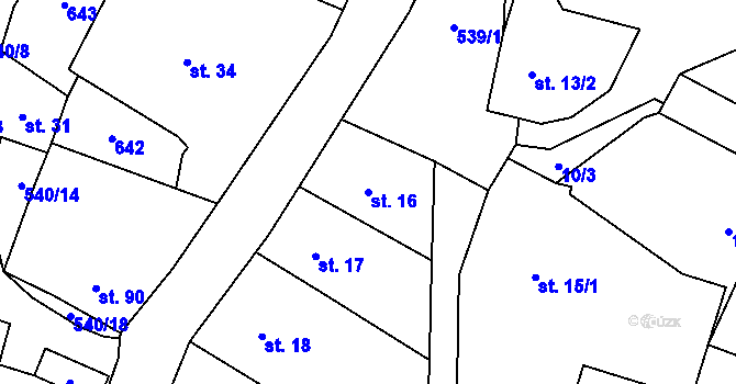 Parcela st. 16 v KÚ Sovinec, Katastrální mapa