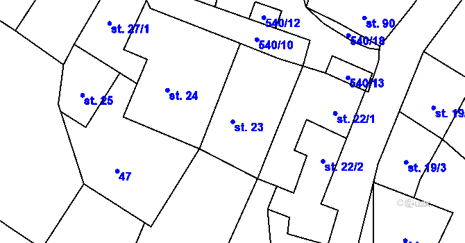 Parcela st. 23 v KÚ Sovinec, Katastrální mapa