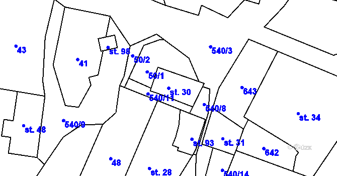 Parcela st. 30 v KÚ Sovinec, Katastrální mapa