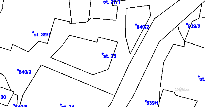 Parcela st. 35 v KÚ Sovinec, Katastrální mapa