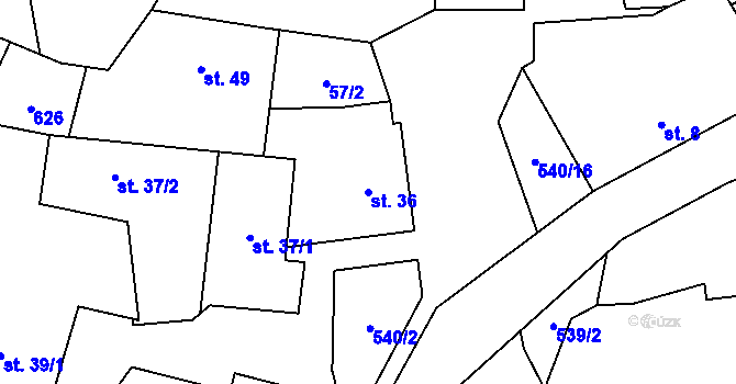 Parcela st. 36 v KÚ Sovinec, Katastrální mapa