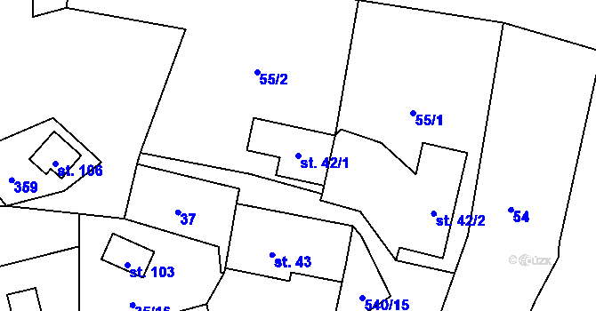 Parcela st. 42/1 v KÚ Sovinec, Katastrální mapa