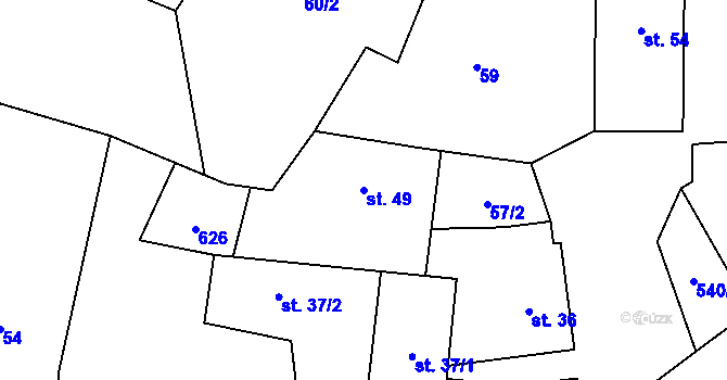 Parcela st. 49 v KÚ Sovinec, Katastrální mapa