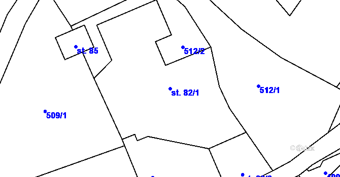 Parcela st. 82/1 v KÚ Sovinec, Katastrální mapa