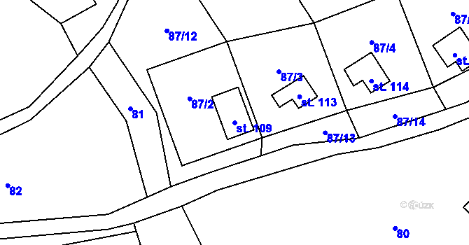 Parcela st. 109 v KÚ Sovinec, Katastrální mapa
