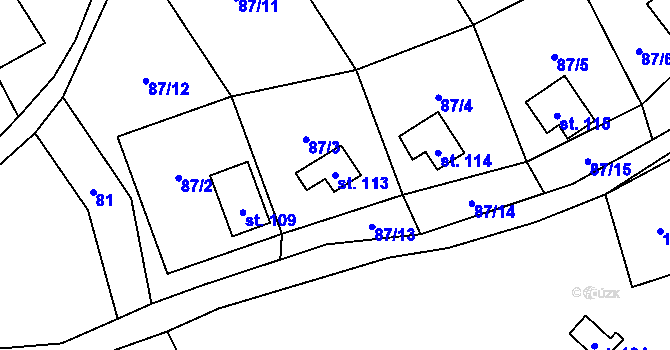 Parcela st. 113 v KÚ Sovinec, Katastrální mapa