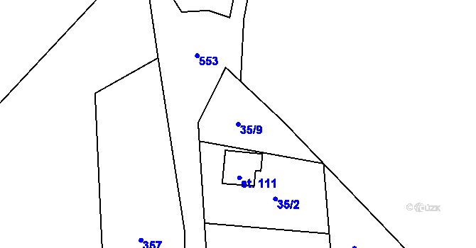 Parcela st. 35/9 v KÚ Sovinec, Katastrální mapa
