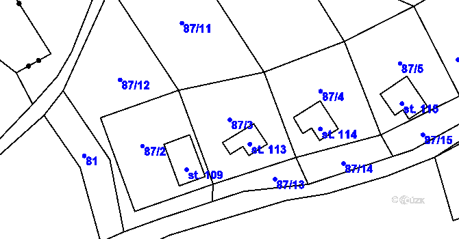 Parcela st. 87/3 v KÚ Sovinec, Katastrální mapa