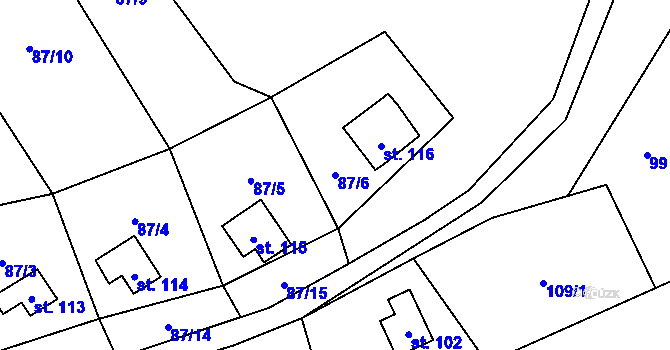 Parcela st. 87/6 v KÚ Sovinec, Katastrální mapa