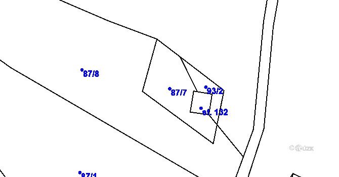 Parcela st. 87/7 v KÚ Sovinec, Katastrální mapa