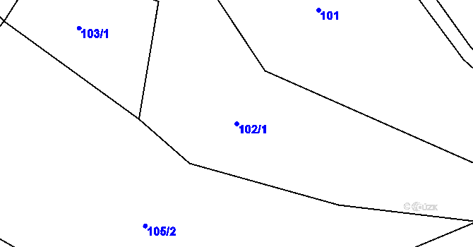 Parcela st. 102/1 v KÚ Sovinec, Katastrální mapa