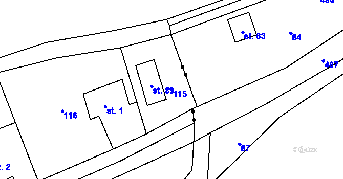 Parcela st. 115 v KÚ Sovinec, Katastrální mapa