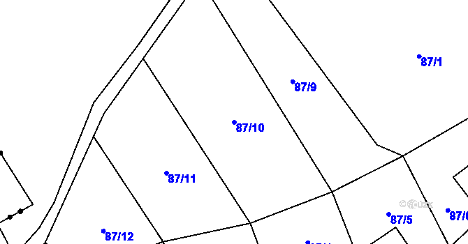 Parcela st. 87/10 v KÚ Sovinec, Katastrální mapa