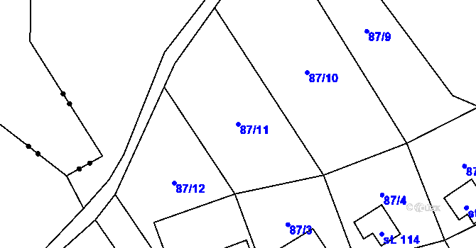 Parcela st. 87/11 v KÚ Sovinec, Katastrální mapa
