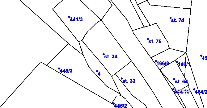 Parcela st. 34 v KÚ Sovínky, Katastrální mapa