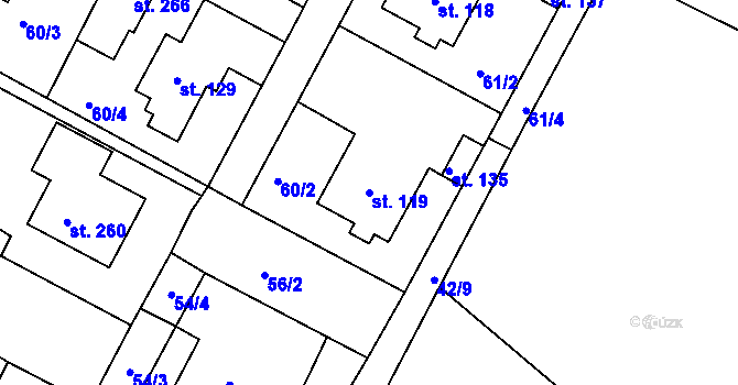Parcela st. 119 v KÚ Sovínky, Katastrální mapa