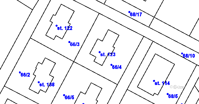 Parcela st. 123 v KÚ Sovínky, Katastrální mapa