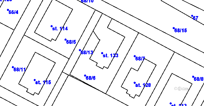 Parcela st. 133 v KÚ Sovínky, Katastrální mapa