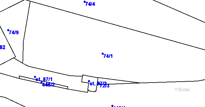 Parcela st. 74/1 v KÚ Sovínky, Katastrální mapa