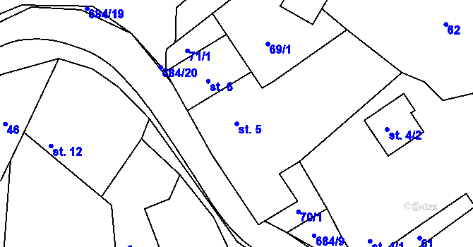 Parcela st. 5 v KÚ Sovolusky u Přelouče, Katastrální mapa