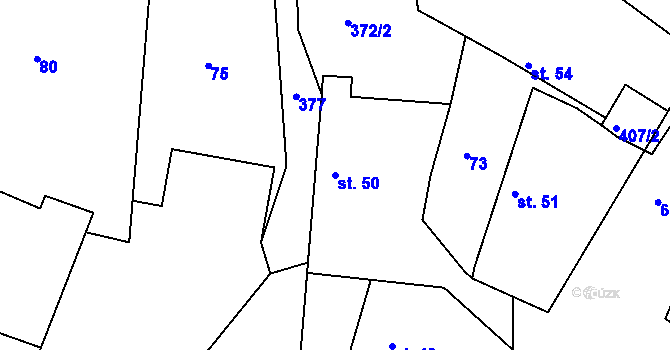 Parcela st. 50 v KÚ Sovolusky u Přelouče, Katastrální mapa