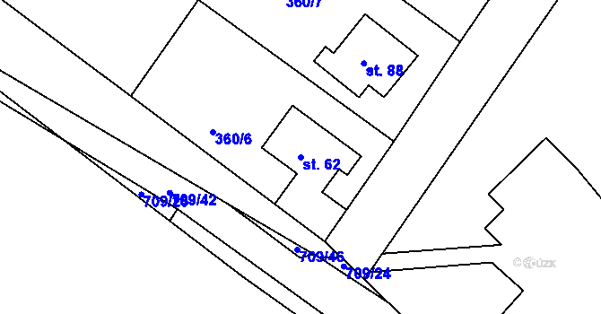 Parcela st. 62 v KÚ Sovolusky u Přelouče, Katastrální mapa