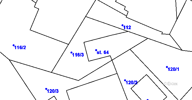Parcela st. 64 v KÚ Sovolusky u Přelouče, Katastrální mapa