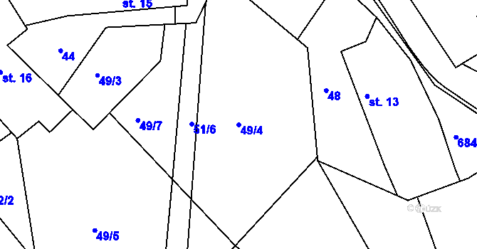 Parcela st. 49/4 v KÚ Sovolusky u Přelouče, Katastrální mapa