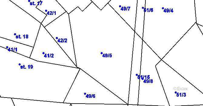 Parcela st. 49/5 v KÚ Sovolusky u Přelouče, Katastrální mapa