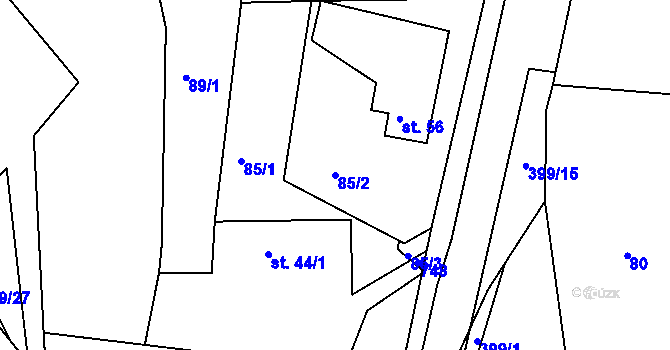 Parcela st. 85/2 v KÚ Sovolusky u Přelouče, Katastrální mapa
