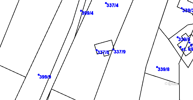 Parcela st. 337/5 v KÚ Sovolusky u Přelouče, Katastrální mapa