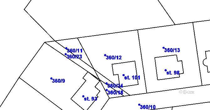 Parcela st. 360/12 v KÚ Sovolusky u Přelouče, Katastrální mapa