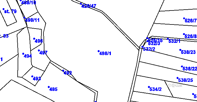 Parcela st. 498/1 v KÚ Sovolusky u Přelouče, Katastrální mapa