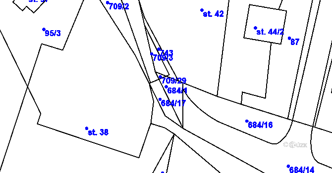 Parcela st. 684/1 v KÚ Sovolusky u Přelouče, Katastrální mapa