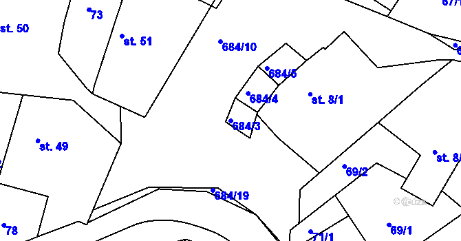 Parcela st. 684/3 v KÚ Sovolusky u Přelouče, Katastrální mapa