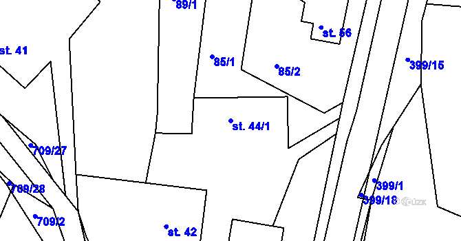 Parcela st. 44/1 v KÚ Sovolusky u Přelouče, Katastrální mapa