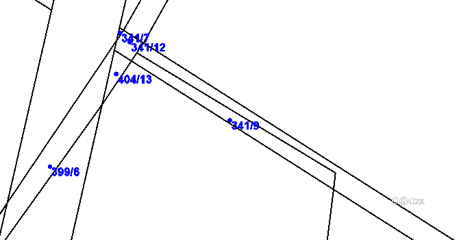 Parcela st. 341/9 v KÚ Sovolusky u Přelouče, Katastrální mapa