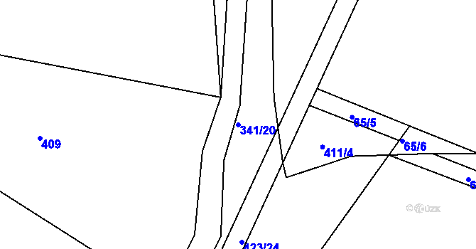 Parcela st. 341/20 v KÚ Sovolusky u Přelouče, Katastrální mapa