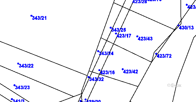 Parcela st. 343/24 v KÚ Sovolusky u Přelouče, Katastrální mapa