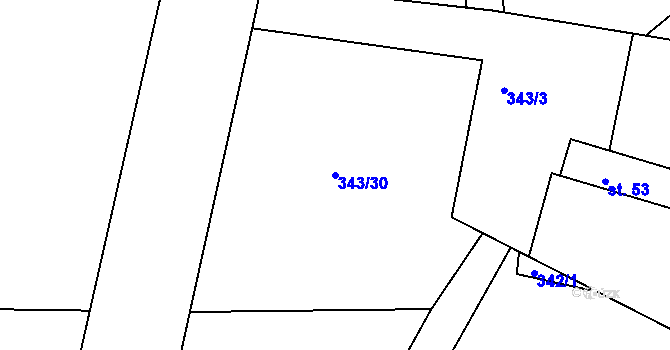 Parcela st. 343/30 v KÚ Sovolusky u Přelouče, Katastrální mapa